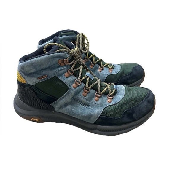 Merrell Boots Men Sz 15 Ontario Mid See America Hiking Shoes Blue Waterproof - Picture 1 of 16